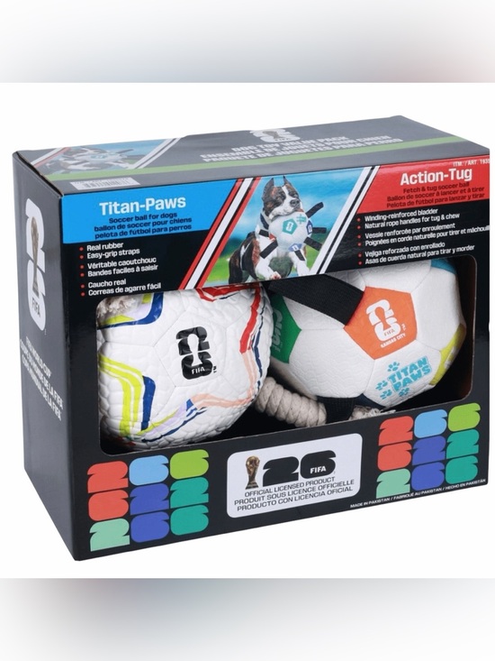 Titan-Paws Other - Dog Toys Titan-Paws FIFA World Cup 26 Dog Soccer Ball Pack, 2-Pack